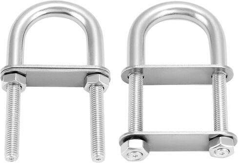 QWORK U-Bolts, 4 Set M8 x 100mm Round U Bolt, 304 Stainless Steel U Clamp Bolt with Nuts and Plates, Marine Boat Deck Hardware in Saudi Arabia