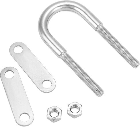 QWORK U-Bolts, 4 Set M8 x 100mm Round U Bolt, 304 Stainless Steel U Clamp Bolt with Nuts and Plates, Marine Boat Deck Hardware in Saudi Arabia