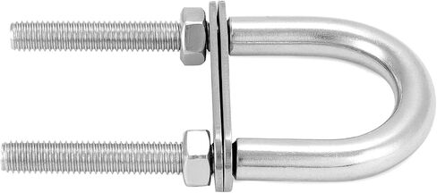 QWORK U-Bolts, 4 Set M8 x 100mm Round U Bolt, 304 Stainless Steel U Clamp Bolt with Nuts and Plates, Marine Boat Deck Hardware in Saudi Arabia