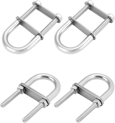 QWORK U-Bolts, 4 Set M8 x 100mm Round U Bolt, 304 Stainless Steel U Clamp Bolt with Nuts and Plates, Marine Boat Deck Hardware in Saudi Arabia