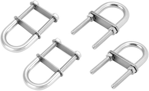 QWORK U-Bolts, 4 Set M8 x 100mm Round U Bolt, 304 Stainless Steel U Clamp Bolt with Nuts and Plates, Marine Boat Deck Hardware in Saudi Arabia