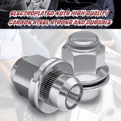 20 قطعة من Richeer 1.48 بوصة 12x1.5 صواميل عروة مقعد من الكروم، 12x1.5 OEM/مصنع صواميل عروة 0.83 بوصة (21nn) سداسية متوافقة مع Civic Element HR-V Escape Sierra in Kuwait