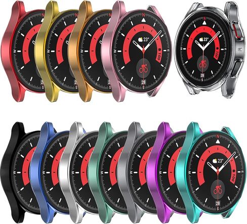 عبوة من 12 قطعة متوافقة مع حافظة Samsung Galaxy Watch 5 Pro 2022، حافظة حماية شاشة ناعمة مطلية بمادة TPU مقاومة للخدش بالكامل لساعة Galaxy Watch 5 Pro 45 مم / 46 مم (12 عبوة) in Saudi Arabia