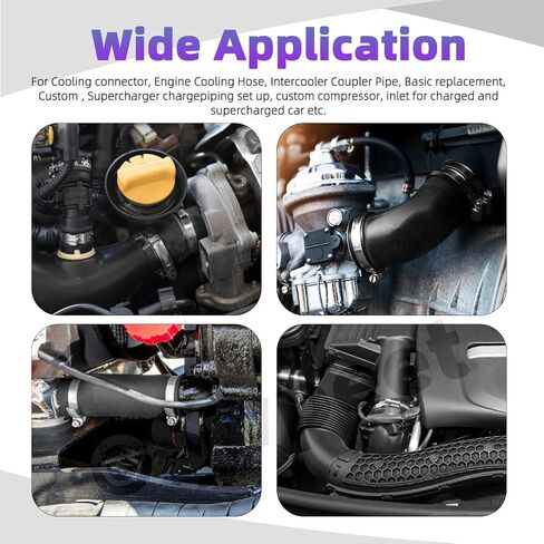 Swpeet 3 قطع 3 بوصة - 76 مم 90 درجة كوع 4 طبقات خرطوم سيليكون مقوى مع مجموعة مشابك خرطوم من الفولاذ المقاوم للصدأ 72-95 مم 304، خرطوم سيليكون نقي للسيارات لمبرد مدخل توربو in Saudi Arabia