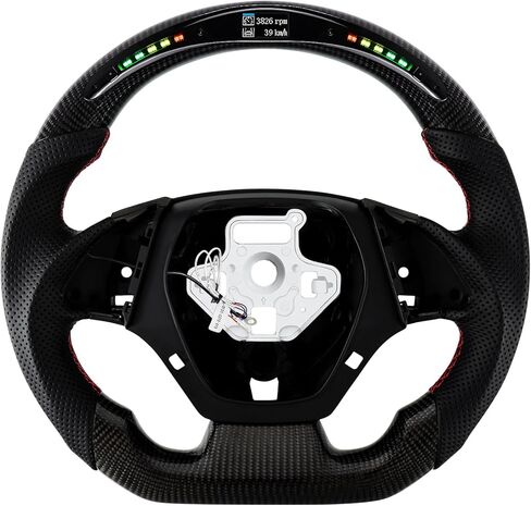 عجلة القيادة، عجلة قيادة مسطحة من ألياف الكربون على شكل حرف D، مؤشر التحول LED، شاشة السباق، مقبض جلدي مثقوب لسيارة شيفروليه كامارو 2016-2018 in Kuwait