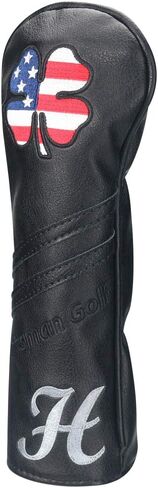 Craftsman Golf USA US Flag Clover Leather Black Driver Fairway Wood Rescue Hybrid Cover Headcover Also for Customization Version with Your Name Stitched in Saudi Arabia