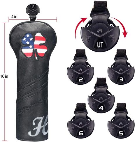 Craftsman Golf USA US Flag Clover Leather Black Driver Fairway Wood Rescue Hybrid Cover Headcover Also for Customization Version with Your Name Stitched in Saudi Arabia