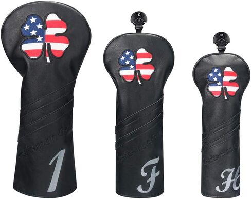 Craftsman Golf USA US Flag Clover Leather Black Driver Fairway Wood Rescue Hybrid Cover Headcover Also for Customization Version with Your Name Stitched in Saudi Arabia