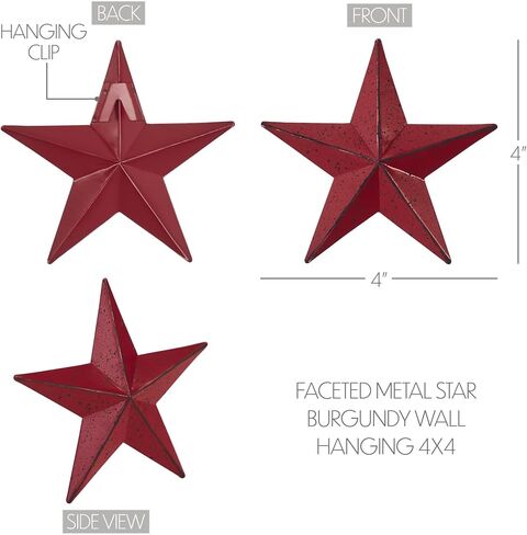 VHC Brands Patriotic Faceted Metal Star White Wall Hanging 24x24, Independence Day Decor, American Star Design, Distressed Appearance Metal Wall Hanging, Star Shape, Country, Matte White in Saudi Arabia