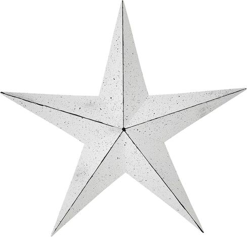 VHC Brands Patriotic Faceted Metal Star White Wall Hanging 24x24, Independence Day Decor, American Star Design, Distressed Appearance Metal Wall Hanging, Star Shape, Country, Matte White in Saudi Arabia