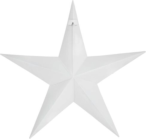 VHC Brands Patriotic Faceted Metal Star White Wall Hanging 24x24, Independence Day Decor, American Star Design, Distressed Appearance Metal Wall Hanging, Star Shape, Country, Matte White in Saudi Arabia