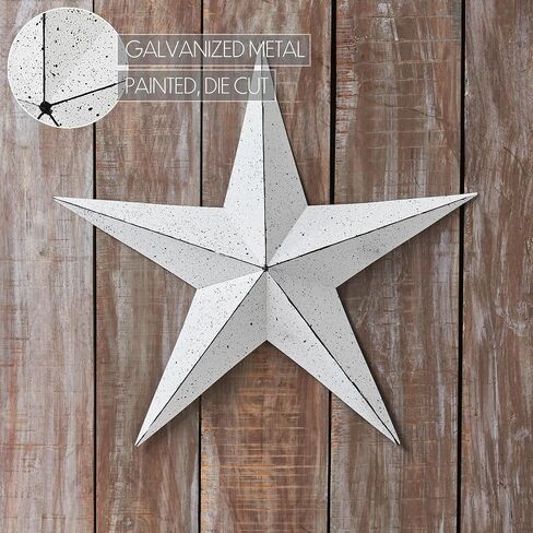 VHC Brands Patriotic Faceted Metal Star White Wall Hanging 24x24, Independence Day Decor, American Star Design, Distressed Appearance Metal Wall Hanging, Star Shape, Country, Matte White in Saudi Arabia