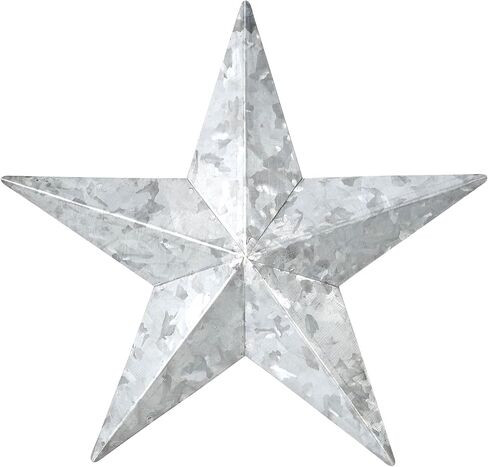 VHC Brands Patriotic Faceted Metal Star White Wall Hanging 24x24, Independence Day Decor, American Star Design, Distressed Appearance Metal Wall Hanging, Star Shape, Country, Matte White in Saudi Arabia