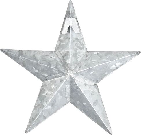 VHC Brands Patriotic Faceted Metal Star White Wall Hanging 24x24, Independence Day Decor, American Star Design, Distressed Appearance Metal Wall Hanging, Star Shape, Country, Matte White in Saudi Arabia