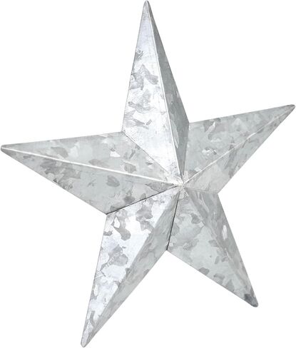 VHC Brands Patriotic Faceted Metal Star White Wall Hanging 24x24, Independence Day Decor, American Star Design, Distressed Appearance Metal Wall Hanging, Star Shape, Country, Matte White in Saudi Arabia