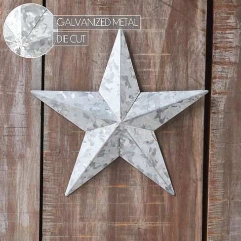 VHC Brands Patriotic Faceted Metal Star White Wall Hanging 24x24, Independence Day Decor, American Star Design, Distressed Appearance Metal Wall Hanging, Star Shape, Country, Matte White in Saudi Arabia