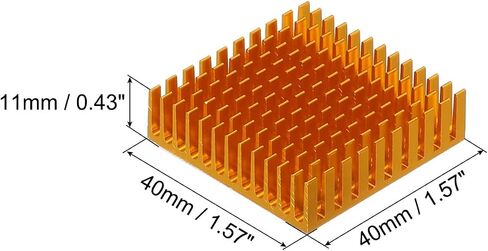 MECCANIXITY 4 قطع 40 × 40 × 11 مم مشعاع ألومنيوم تبريد بالوعة الحرارة مع ملصق أزرق حراري لوحدة المعالجة المركزية رقاقة، ترانزستور الطاقة، FET، IC، مضخم الطاقة، ذهبي in Kuwait
