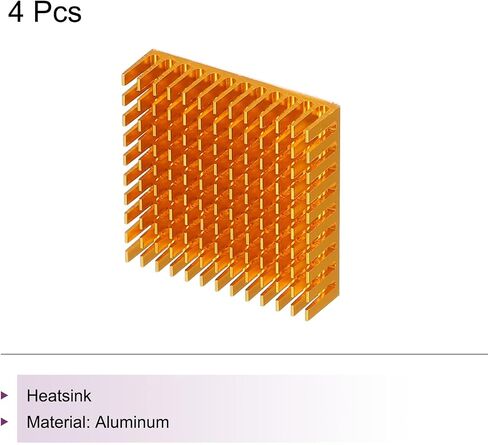 MECCANIXITY 4 قطع 40 × 40 × 11 مم مشعاع ألومنيوم تبريد بالوعة الحرارة مع ملصق أزرق حراري لوحدة المعالجة المركزية رقاقة، ترانزستور الطاقة، FET، IC، مضخم الطاقة، ذهبي in Kuwait