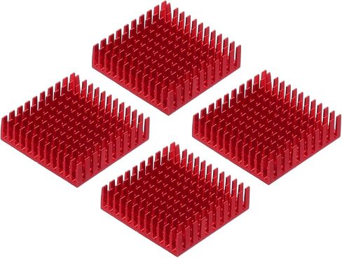 MECCANIXITY 4 قطع 40 × 40 × 11 مم مشعاع ألومنيوم تبريد بالوعة الحرارة مع ملصق أزرق حراري لوحدة المعالجة المركزية رقاقة، ترانزستور الطاقة، FET، IC، مضخم الطاقة، ذهبي in Kuwait