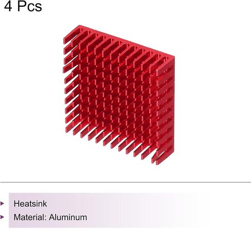 MECCANIXITY 4 قطع 40 × 40 × 11 مم مشعاع ألومنيوم تبريد بالوعة الحرارة مع ملصق أزرق حراري لوحدة المعالجة المركزية رقاقة، ترانزستور الطاقة، FET، IC، مضخم الطاقة، ذهبي in Kuwait