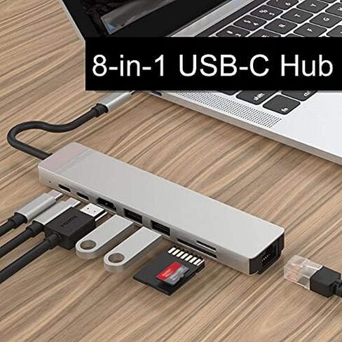 Dioche USB C Hub, 8-in-1 USB C Adapter with 4K HDMI, USB-C to Type-C USB 3.0 Hub HDMI RJ45 Ethernet Mini SDTF OTG Adapter in Saudi Arabia