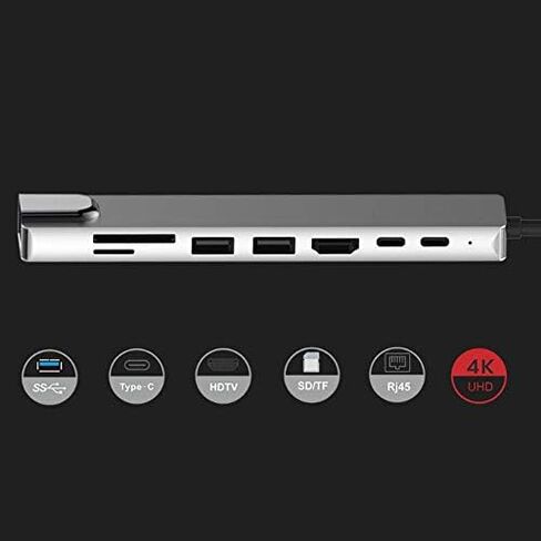 Dioche USB C Hub, 8-in-1 USB C Adapter with 4K HDMI, USB-C to Type-C USB 3.0 Hub HDMI RJ45 Ethernet Mini SDTF OTG Adapter in Saudi Arabia