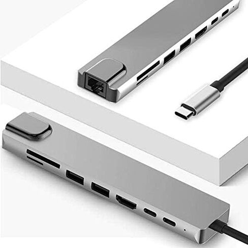 Dioche USB C Hub, 8-in-1 USB C Adapter with 4K HDMI, USB-C to Type-C USB 3.0 Hub HDMI RJ45 Ethernet Mini SDTF OTG Adapter in Saudi Arabia