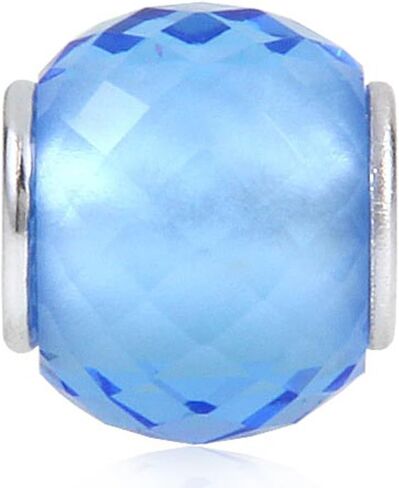 Glass Birthstone Charm with 925 Sterling Silver Core Birthday Charm Anniversary Charm for DIY Charm Bracelet (White) in Saudi Arabia