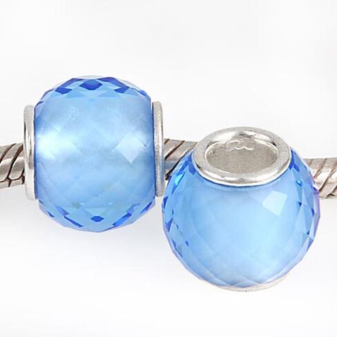 Glass Birthstone Charm with 925 Sterling Silver Core Birthday Charm Anniversary Charm for DIY Charm Bracelet (White) in Saudi Arabia