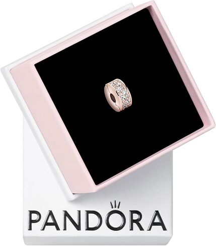 Pandora Clear Pavé Clip Charm سوار Charm Moments الأساور - مجوهرات نسائية مذهلة - هدية للنساء في حياتك - مصنوعة من الورد والزركونيا المكعبة، مع صندوق هدايا in Saudi Arabia