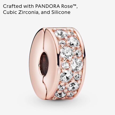 Pandora Clear Pavé Clip Charm سوار Charm Moments الأساور - مجوهرات نسائية مذهلة - هدية للنساء في حياتك - مصنوعة من الورد والزركونيا المكعبة، مع صندوق هدايا in Saudi Arabia
