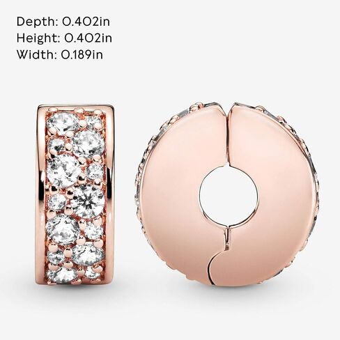 Pandora Clear Pavé Clip Charm سوار Charm Moments الأساور - مجوهرات نسائية مذهلة - هدية للنساء في حياتك - مصنوعة من الورد والزركونيا المكعبة، مع صندوق هدايا in Saudi Arabia