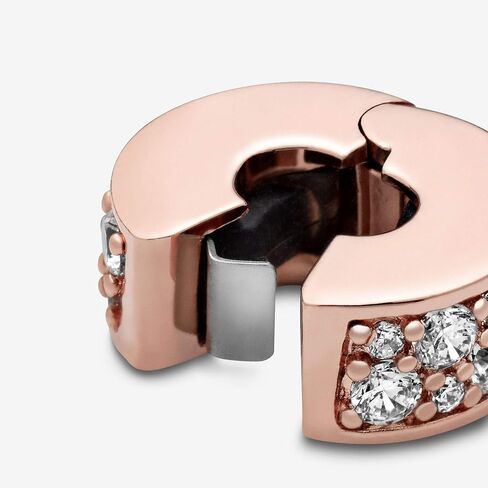 Pandora Clear Pavé Clip Charm سوار Charm Moments الأساور - مجوهرات نسائية مذهلة - هدية للنساء في حياتك - مصنوعة من الورد والزركونيا المكعبة، مع صندوق هدايا in Saudi Arabia