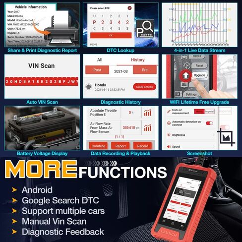إطلاق Creader Elite 200 Obd2 Scanner 2024 أحدث محرك/ABS/SRS/أداة المسح التشخيصي للسيارة، قارئ رمز الوسادة الهوائية، شاشة لمس 4 بوصة، تحديث WiFi مجاني مدى الحياة، إصدار مطور مثل CRP123 in Saudi Arabia