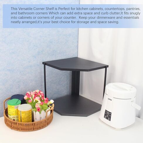 H066,Kitchen Storage Rack, Corner Rack Shelves, Multi-Layer Pot Storage Rack,Metal Frame Corner Bookshelf Stand Display Rack for Kitchen (Black) in Saudi Arabia