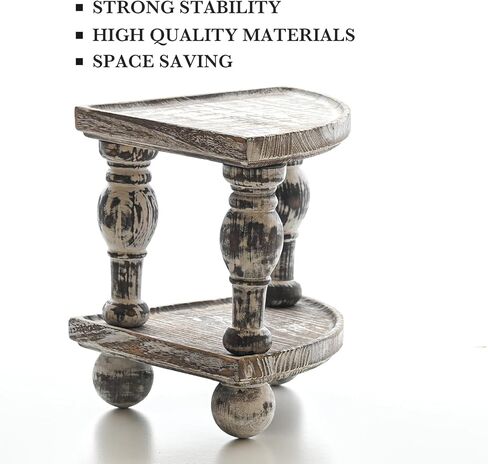 Farmhouse Bathroom Counter Organizer,Wood Rustic Pedesta Corner Shelf, Vintage Rustic Wood Bathroom Decor,2 Tier Tray Riser for Coffee Bar Table and Kitchen Counter Decor (2 Pack) in Kuwait
