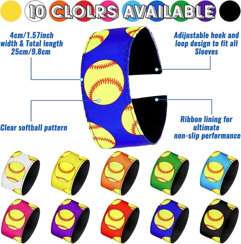 Unittype 20 Pairs Softball Sleeve Holders Sports T Shirt Sleeve Clips Sleeve Straps with Hook and Loop Sleeve Ties Sleeve Bands Fasteners for Girl Women Men Boy Activities, 10 Colors in Saudi Arabia