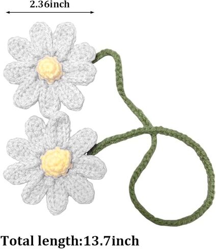 Crochet Daisy Rear View Mirror Hanging, Automotive Stuff Charm Ornament Pendant Knitted Cute Car Accessories, Interior Decoration Aesthetic Handmade for Women Girls, Universal Fit（Pink） in Saudi Arabia