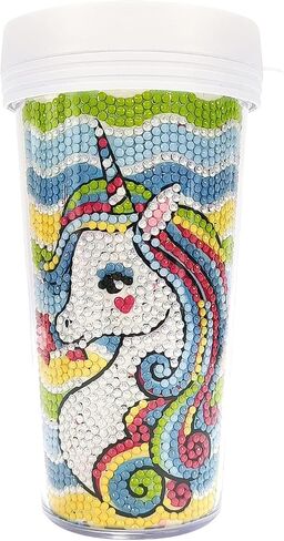 Eimilaly Diamond Painting Water Bottle for Kids, DIY Beach Holidays Diamond Mugs for Drinks, Crafts Art Gifts Toys for Boys Girls Party Supplies, Acrylic/16oZ in Saudi Arabia