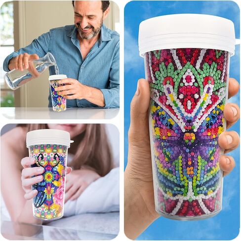Eimilaly Diamond Painting Water Bottle for Kids, DIY Beach Holidays Diamond Mugs for Drinks, Crafts Art Gifts Toys for Boys Girls Party Supplies, Acrylic/16oZ in Saudi Arabia