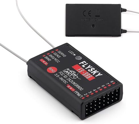 جهاز استقبال GoolRC Flysky FS-SR8، جهاز استقبال للتحكم عن بعد 2.4 جيجا هرتز 8 قنوات متوافق مع جهاز إرسال Flysky FS-ST8 RC للسيارات والقوارب والمروحيات in Saudi Arabia