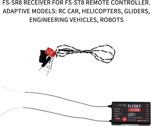 جهاز استقبال GoolRC Flysky FS-SR8، جهاز استقبال للتحكم عن بعد 2.4 جيجا هرتز 8 قنوات متوافق مع جهاز إرسال Flysky FS-ST8 RC للسيارات والقوارب والمروحيات in Saudi Arabia
