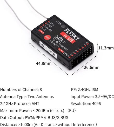 جهاز استقبال GoolRC Flysky FS-SR8، جهاز استقبال للتحكم عن بعد 2.4 جيجا هرتز 8 قنوات متوافق مع جهاز إرسال Flysky FS-ST8 RC للسيارات والقوارب والمروحيات in Saudi Arabia
