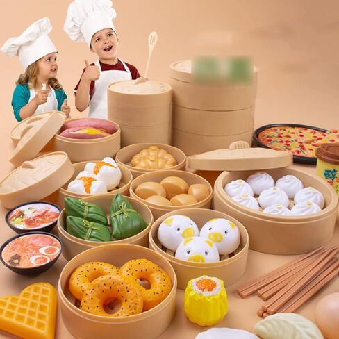 TOYANDONA 58 قطعة مجموعات ألعاب طعام الشعر باخرة ديم سوم لعبة باخرة لعبة الكعك على البخار لعبة الزلابية لعبة الزلابية الصينية لعبة الطبخ المطبخ اللعب لعبة المطبخ سيسيليا الطفل دروبشيبينغ in Saudi Arabia