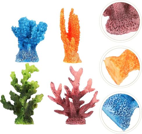 POPETPOP 4 قطعة حوض للأسماك نبات الراتنج المرجان ديكور المرجان الاصطناعي حوض السمك المرجان ديكور المنزل المناظر الطبيعية المرجان in Kuwait