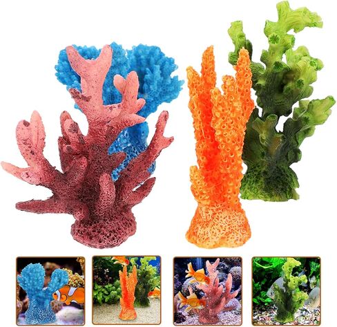 POPETPOP 4 قطعة حوض للأسماك نبات الراتنج المرجان ديكور المرجان الاصطناعي حوض السمك المرجان ديكور المنزل المناظر الطبيعية المرجان in Kuwait