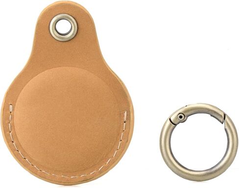Airtag Keyring Genuine Leather with Brass Key Tags. Apple Airtag Holder Luggage GPS Tracker Dog Airtag Keychain (Tan) in Saudi Arabia