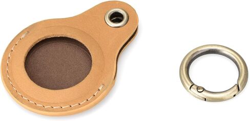 Airtag Keyring Genuine Leather with Brass Key Tags. Apple Airtag Holder Luggage GPS Tracker Dog Airtag Keychain (Tan) in Saudi Arabia