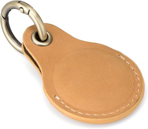 Airtag Keyring Genuine Leather with Brass Key Tags. Apple Airtag Holder Luggage GPS Tracker Dog Airtag Keychain (Tan) in Saudi Arabia