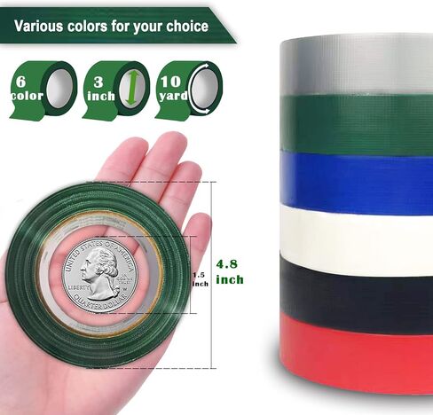 Premium Grade Colored Duct Tape, Duct Tape Colors 1in or 2 in x 10 Yards Each Roll- 60 Yards in Total! - No Residue, Tear by Hand & Waterproof - Great for Arts & Crafts and DIY Projects in Kuwait